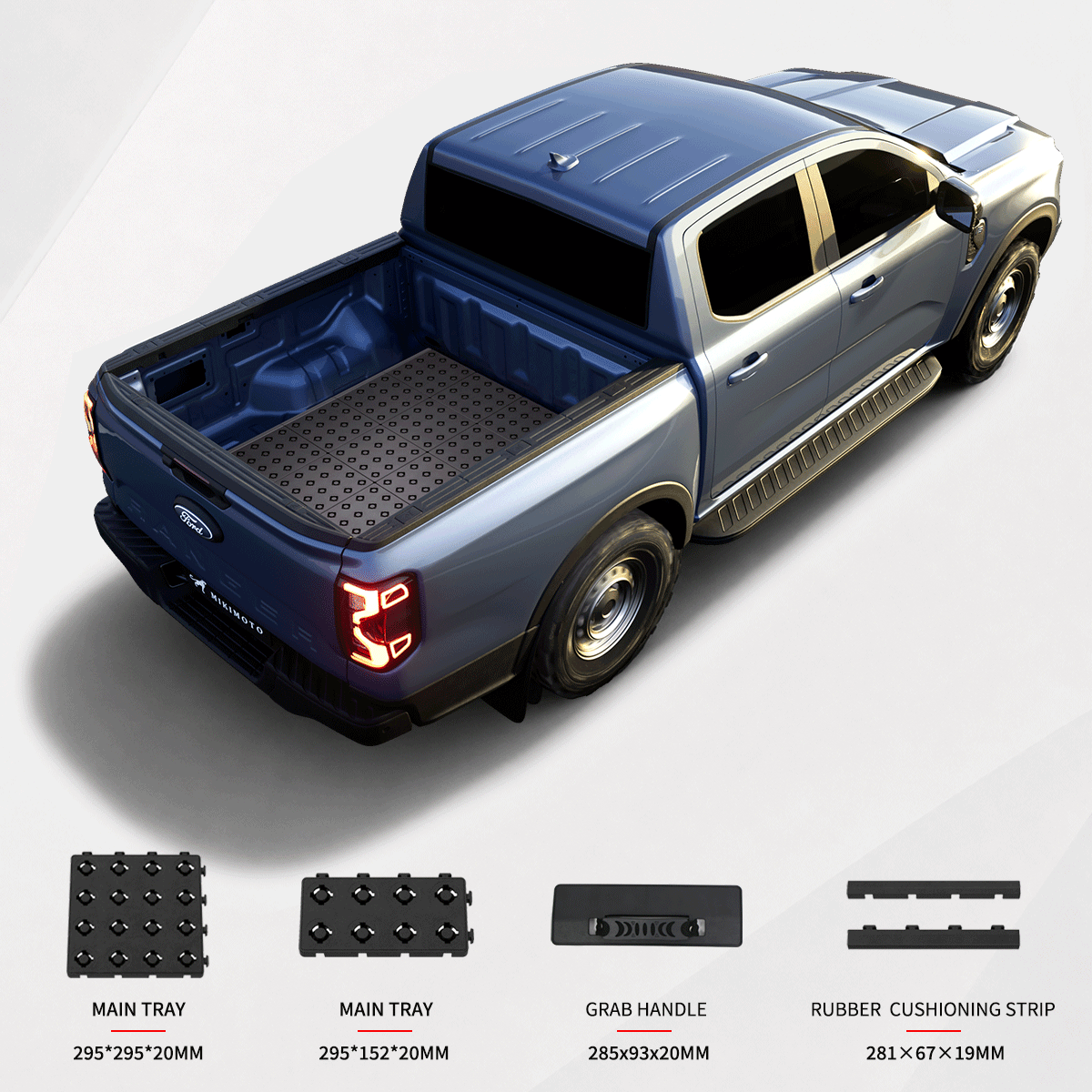 BOOTY Cargo Management System installed in Ford Ranger truck bed with modular storage divider panels Main image