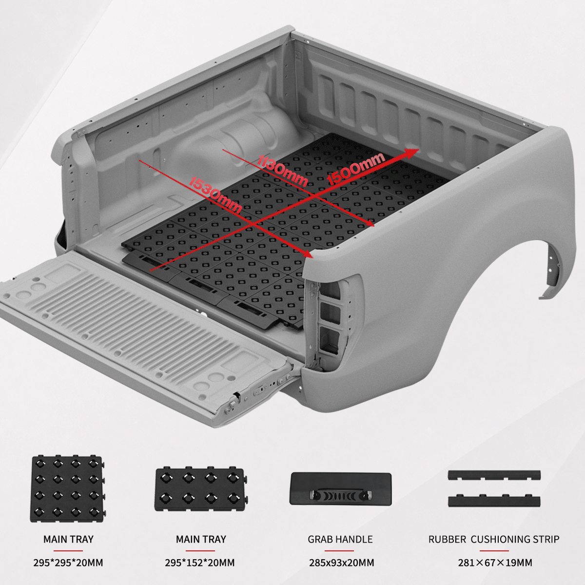 BOOTY Modular Truck Bed Cargo Management System for Ford Ranger 2017+ | Adjustable Bed Divider Storage Organizer Secondary image