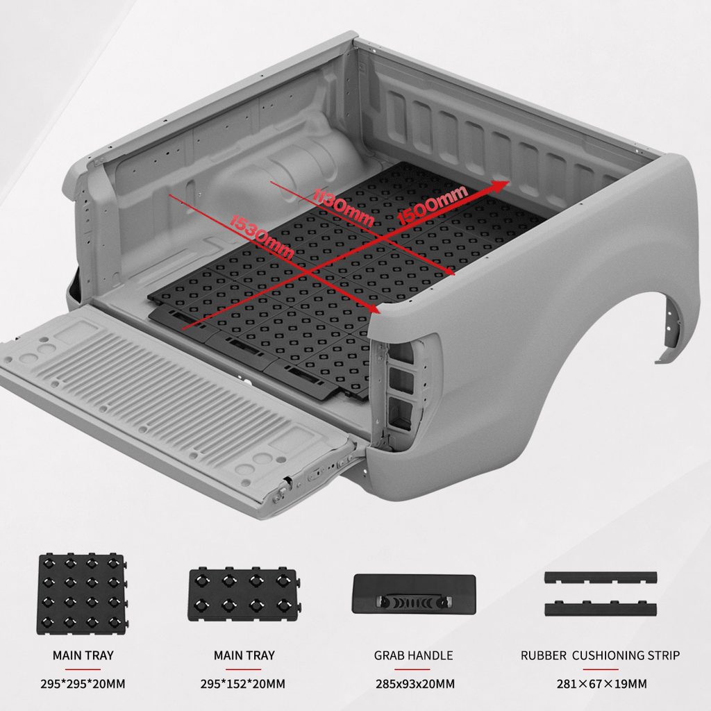 Adjustable divider panels for Ford Ranger truck bed cargo organiser