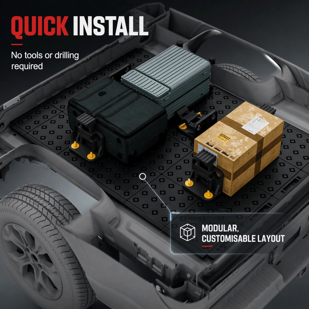 Truck bed sliding organizer with tailgate access function